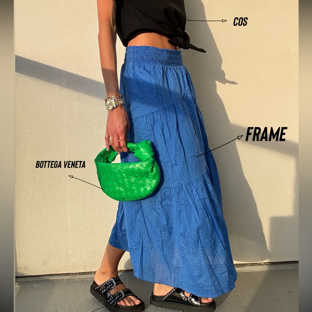 Frame Denim Tiered Blue Maxi Skirt for Casual Wear